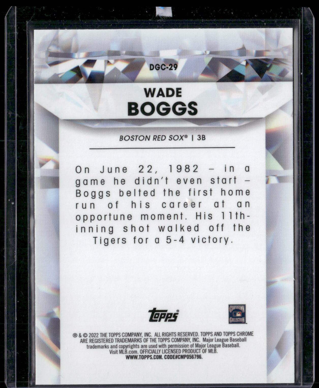 2022 Topps Chrome Update #DGC-29 Wade Boggs Diamond Greats Die Cuts