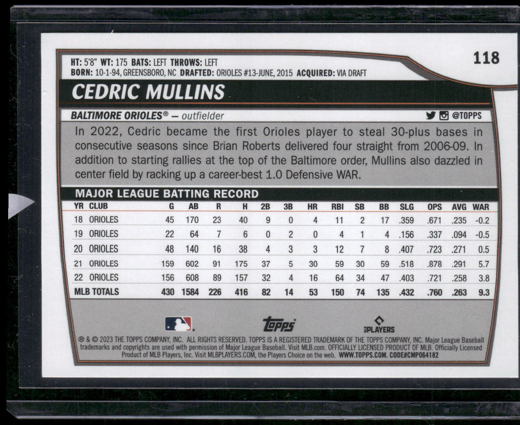 2023 Topps Big League #118 Cedric Mullins