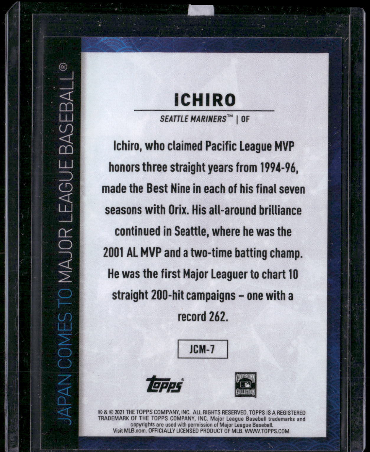 2021 Topps Japan Edition #JCM-7 Ichiro Japan Comes to MLB