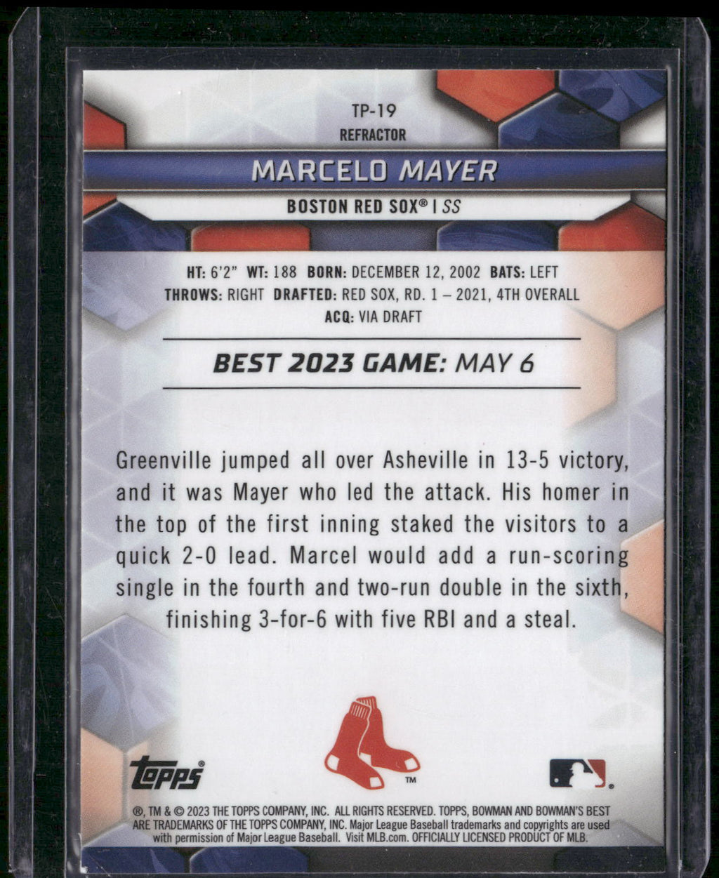 2023 Bowman's Best #TP-19 Marcelo Mayer Top Prospects Refractors