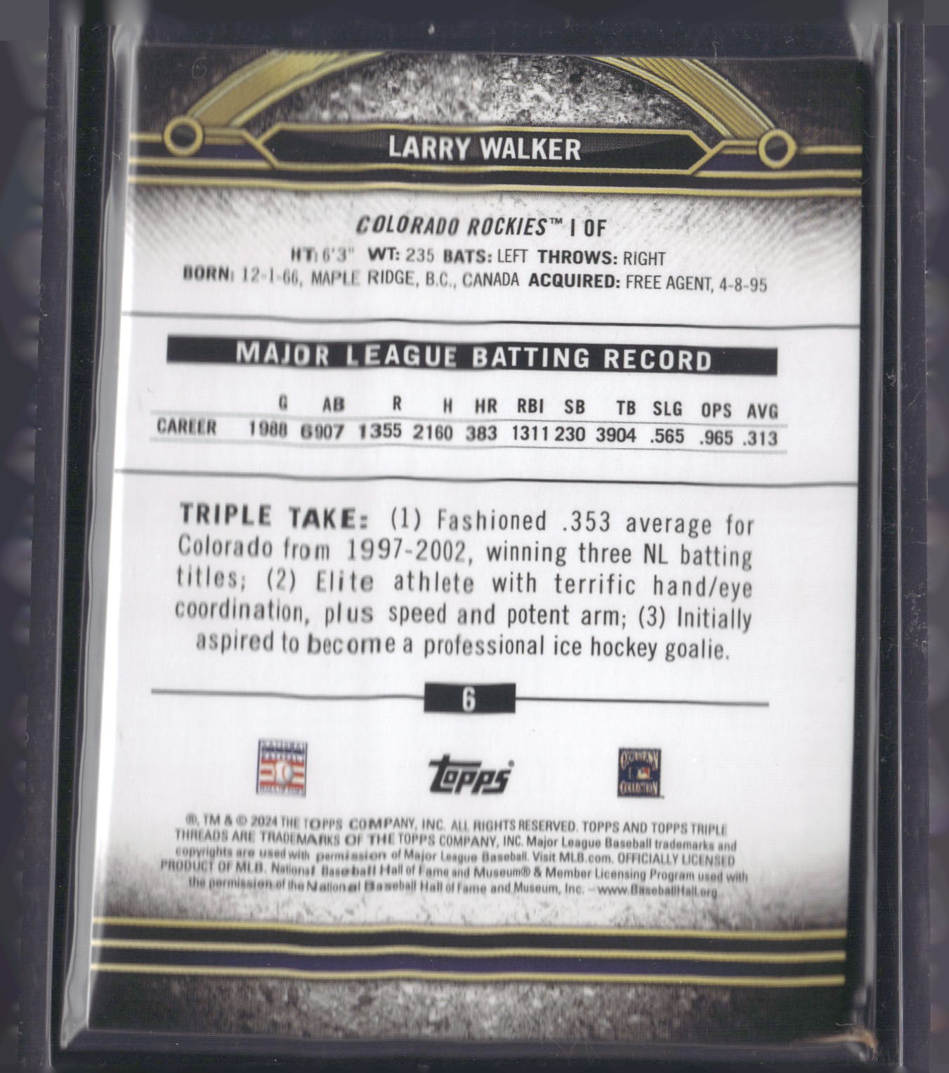 2024 Topps Triple Threads #6 Larry Walker