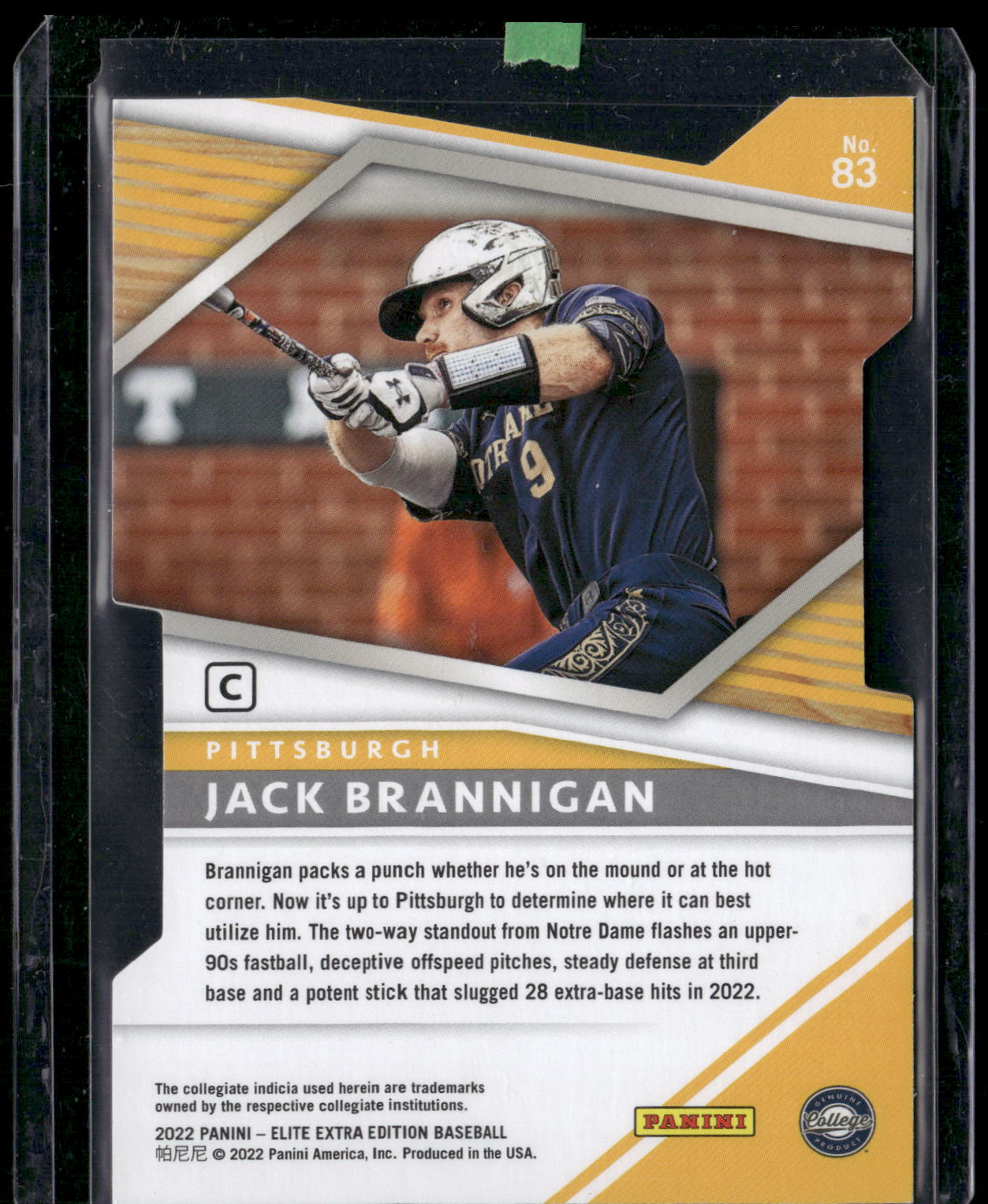 2022 Panini Elite Extra Edition #83 Jack Brannigan Prime Numbers C Die Cut #/185