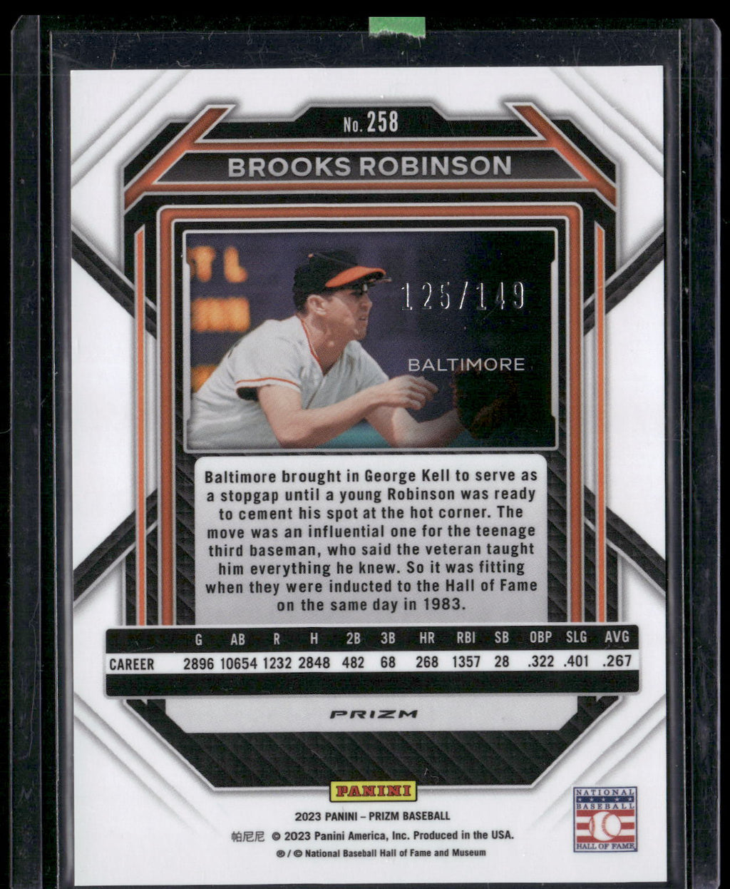 2023 Panini Prizm #258 Brooks Robinson Blue Prizms #/149