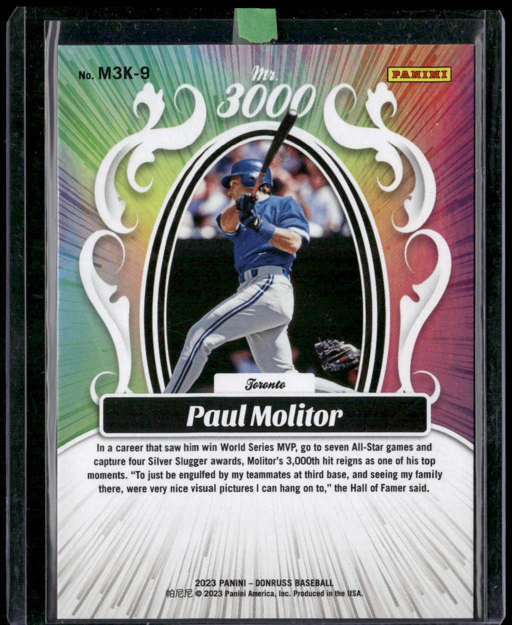2023 Donruss #M3K-9 Paul Molitor Mr. 3000 #/999
