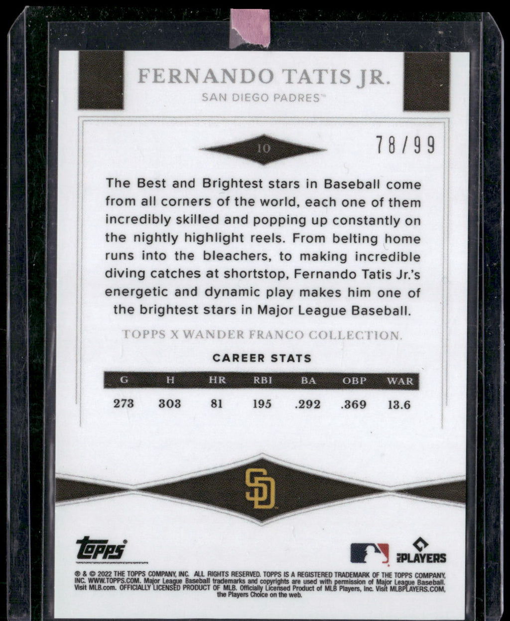 2022 Topps x Wander Franco #10 Fernando Tatis Jr. Green #/99