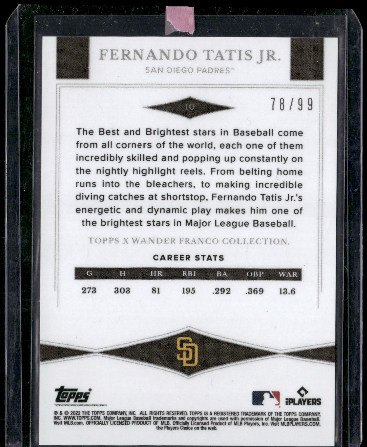 2022 Topps x Wander Franco #10 Fernando Tatis Jr. Green #/99