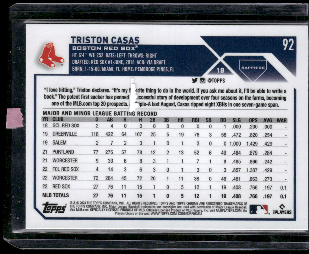 2023 Topps Chrome Sapphire Edition #92 Triston Casas
