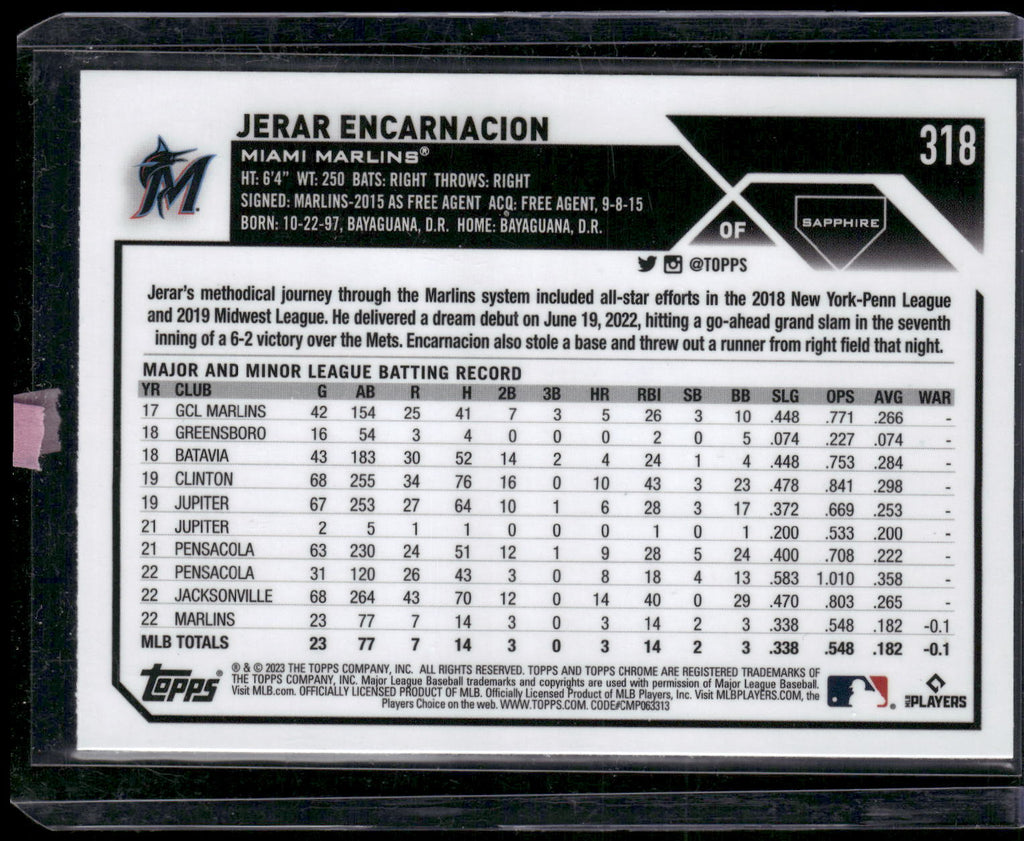 2023 Topps Chrome Sapphire Edition #318 Jerar Encarnacion