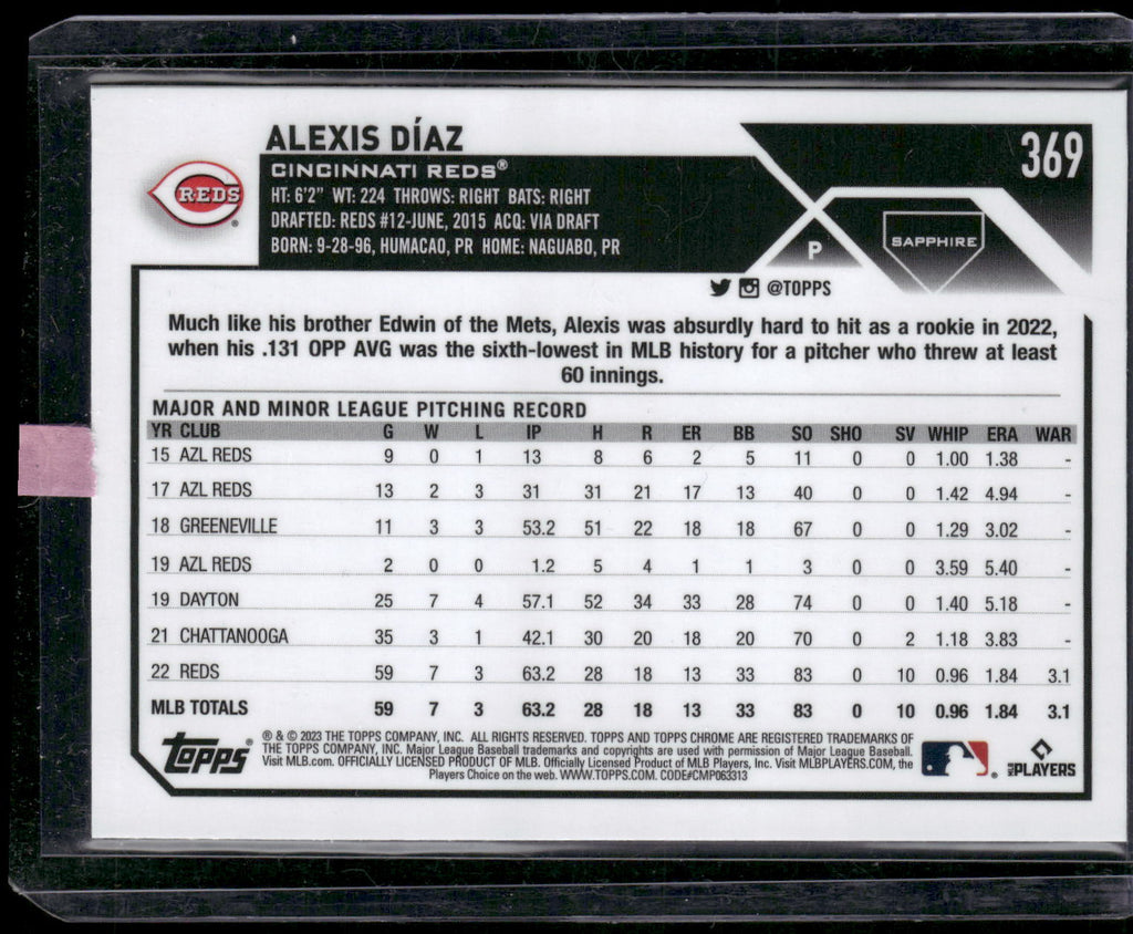 2023 Topps Chrome Sapphire Edition #369 Alexis Díaz