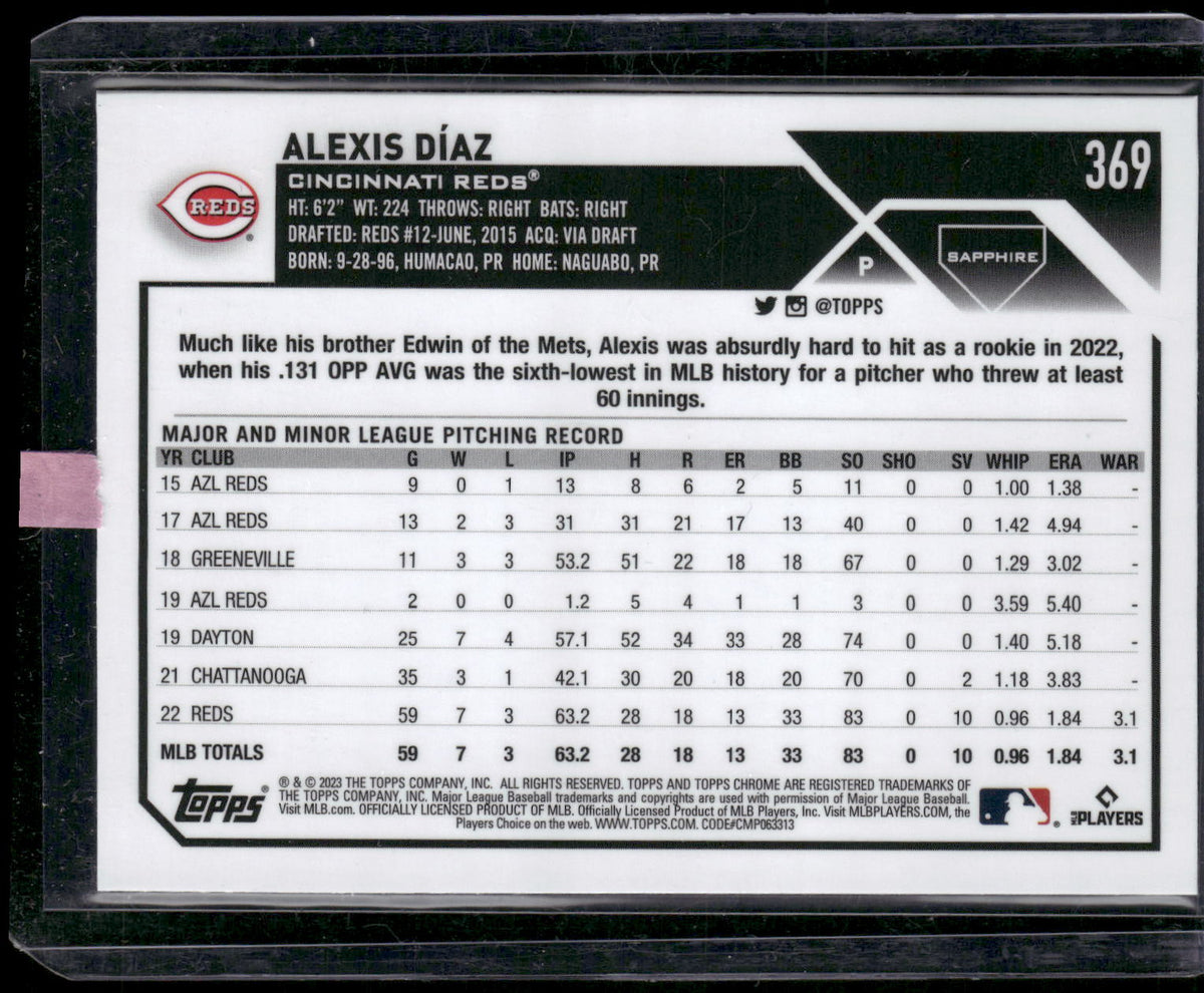 2023 Topps Chrome Sapphire Edition #369 Alexis Díaz