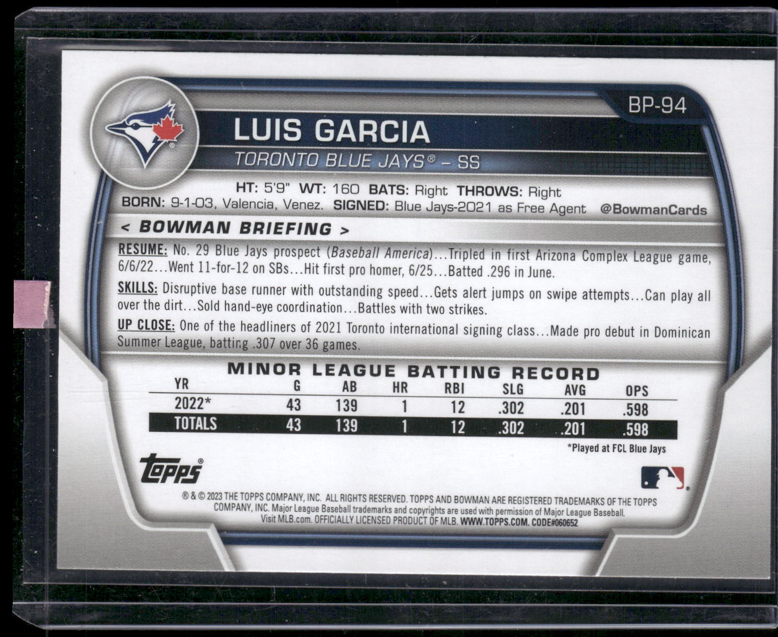 2023 Bowman #BCP-94 Luis Garcia Chrome Prospects Orange Refractors #/25