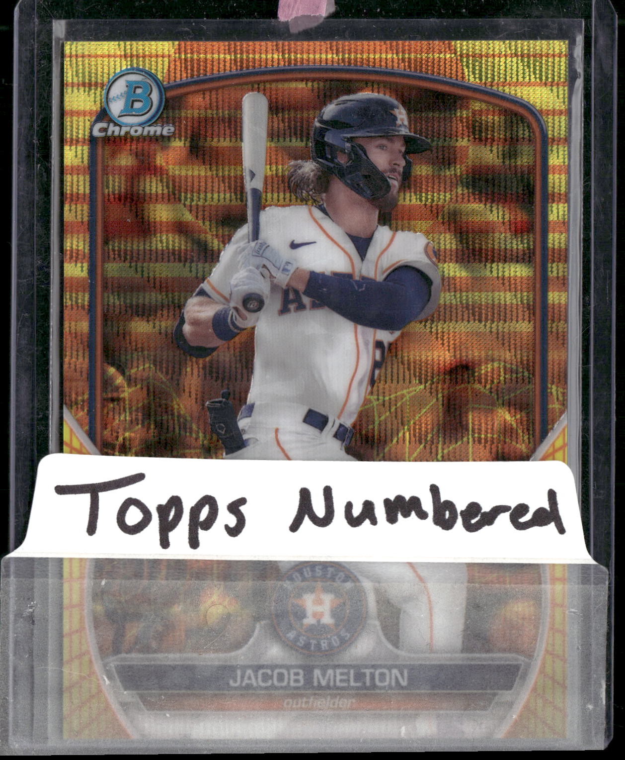 2023 Bowman Chrome #BCP-196 Jacob Melton Prospect YellowOrange Wave #/75