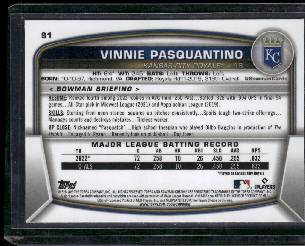 2023 Bowman Chrome #91 Vinnie Pasquantino