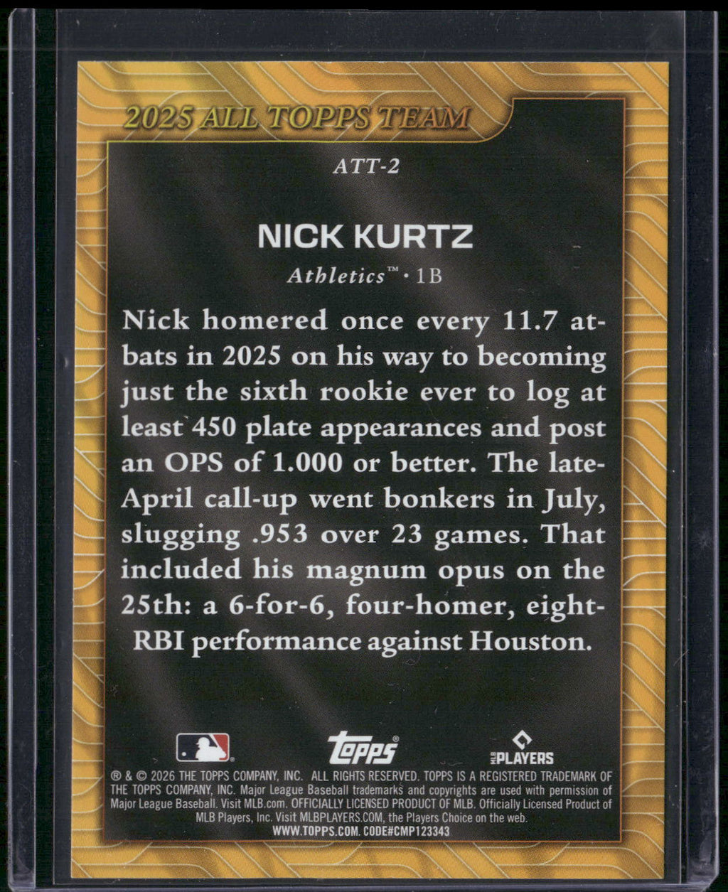 2026 Topps #ATT-2 Nick Kurtz 2025 All Topps Team