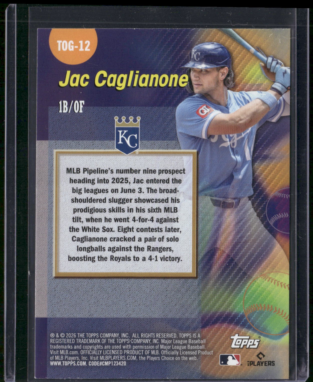 2026 Topps #TOG-12 Jac Caglianone Titans of the Game