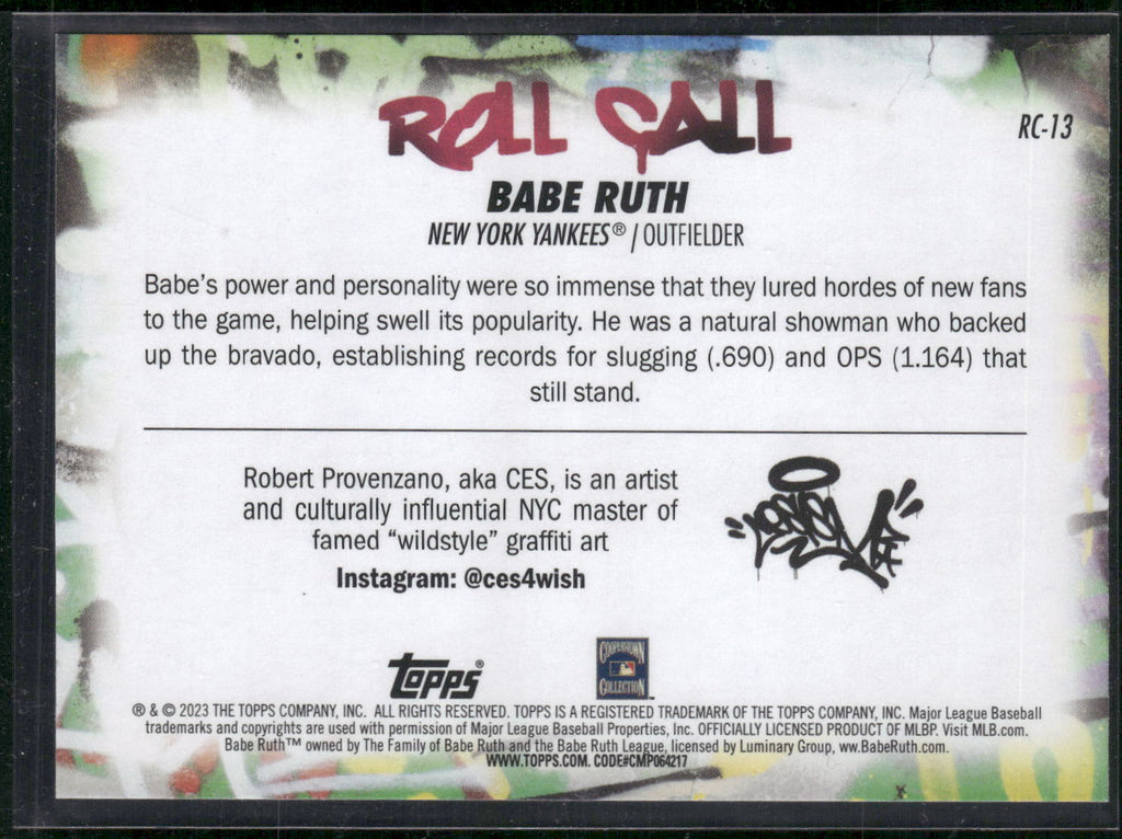 2023 Topps Big League #RC-13 Babe Ruth Roll Call Wildstyle Edition