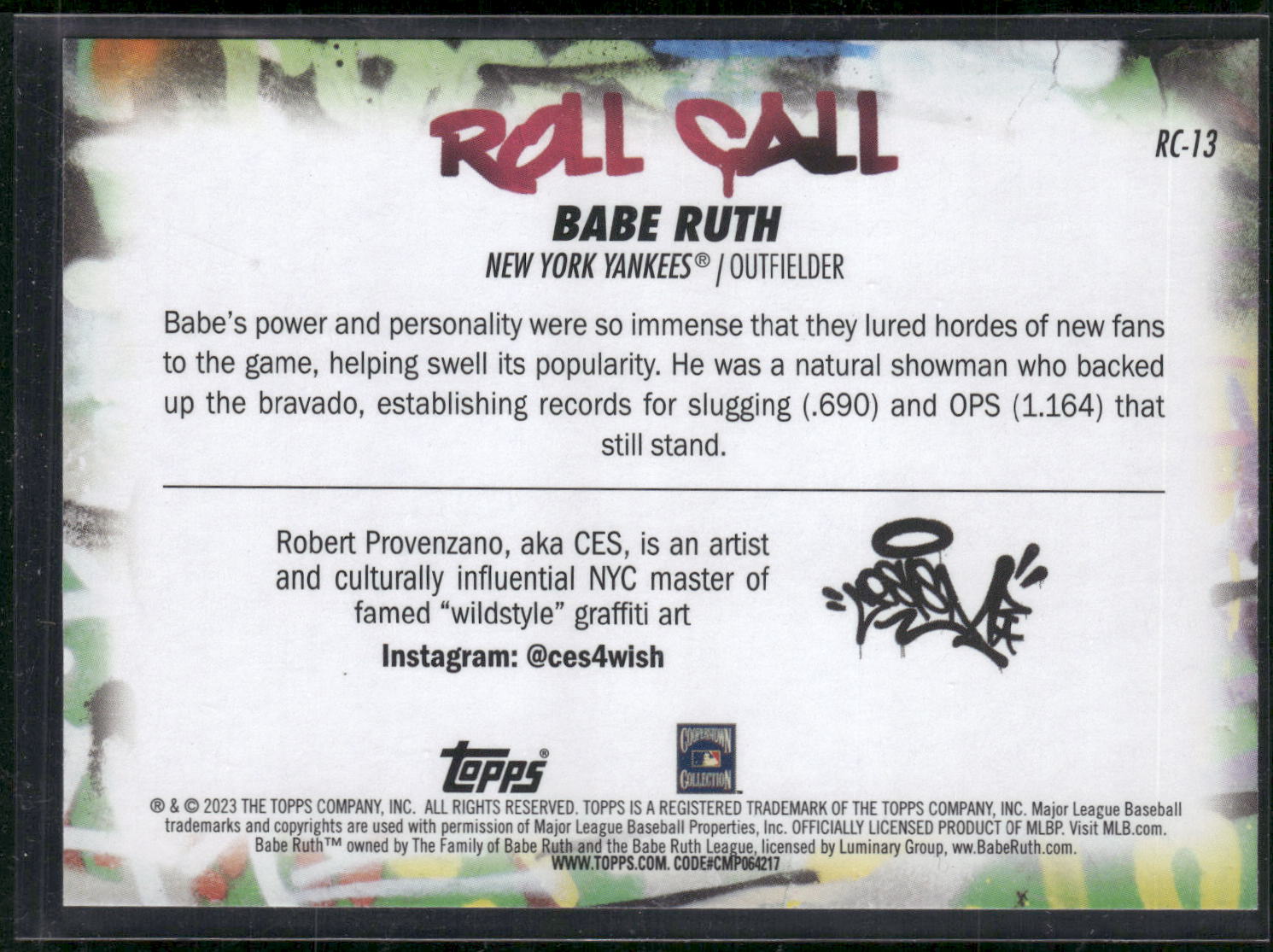 2023 Topps Big League #RC-13 Babe Ruth Roll Call Wildstyle Edition