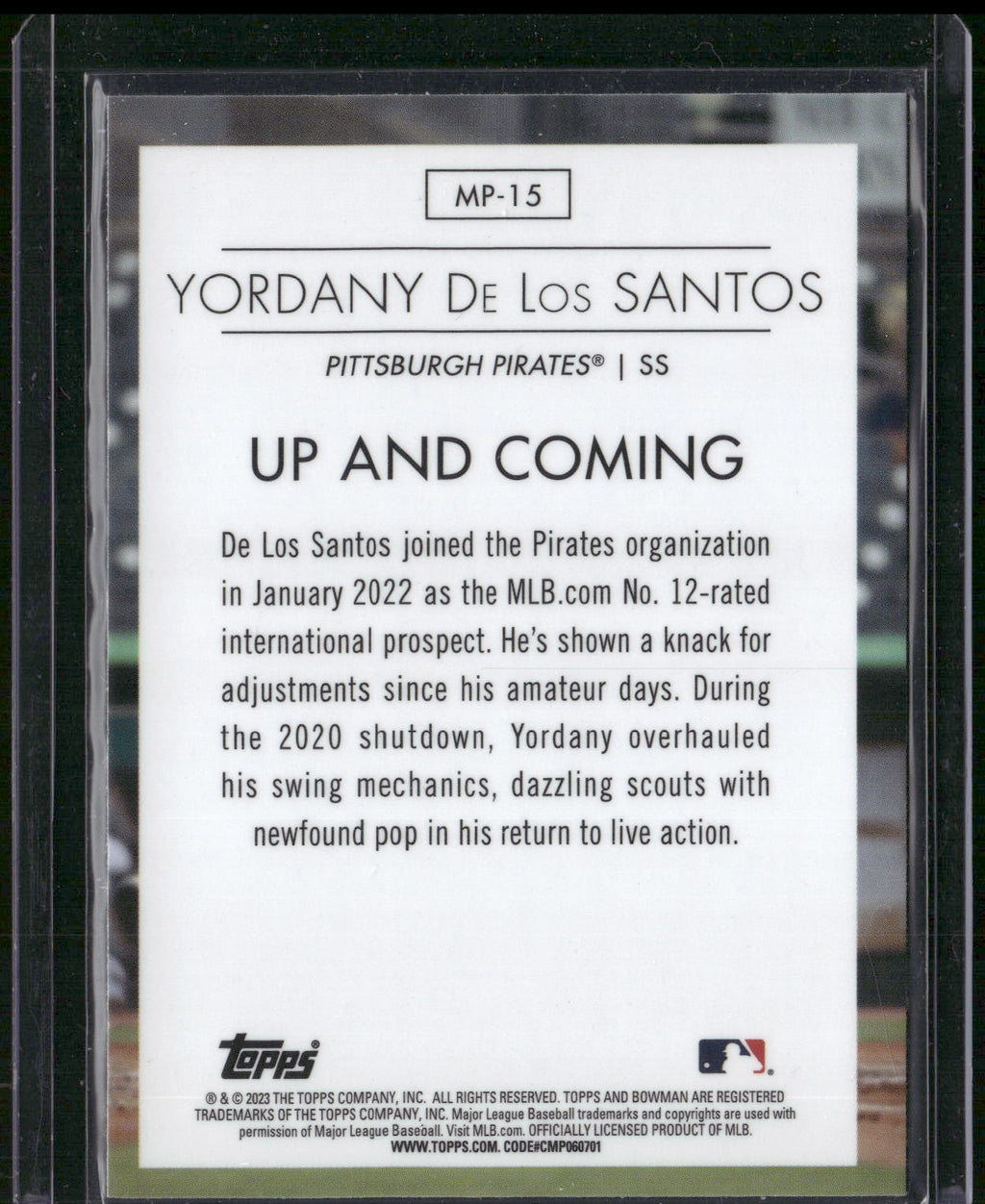 2023 Bowman #MP-15 Yordany De Los Santos Modern Prospects