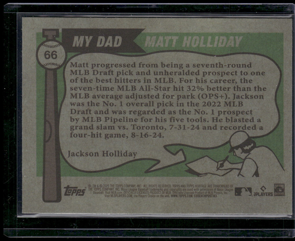 2025 Topps Heritage #66 Matt Holliday / Jackson Holliday