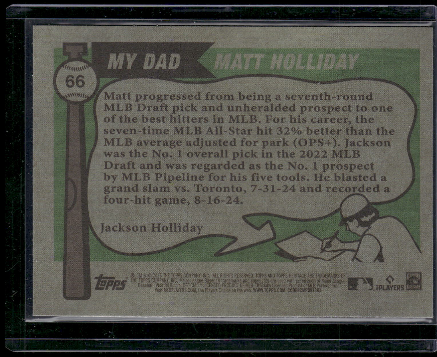2025 Topps Heritage #66 Matt Holliday / Jackson Holliday