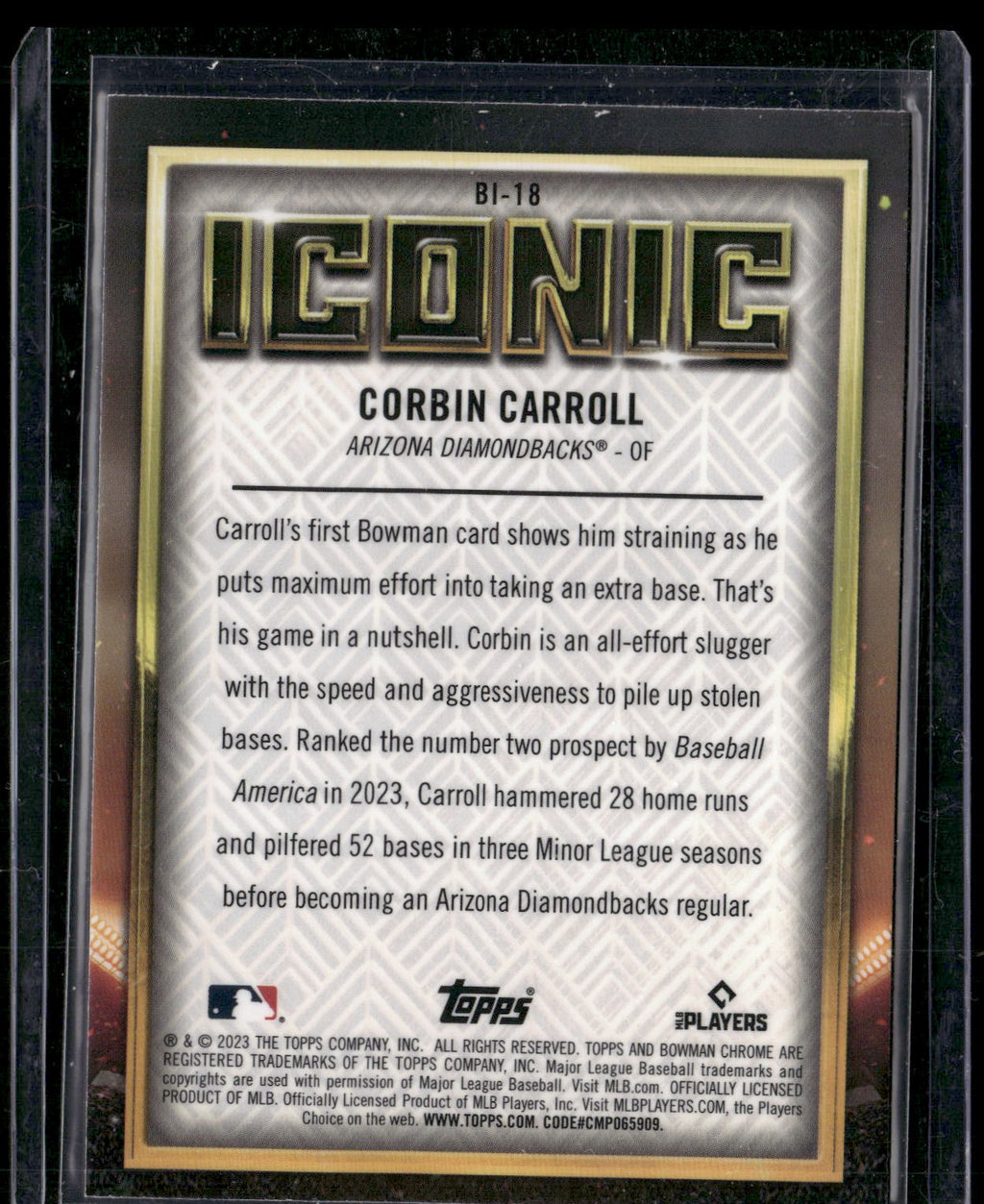 2023 Bowman Chrome #BI-18 Corbin Carroll Bowman Iconic