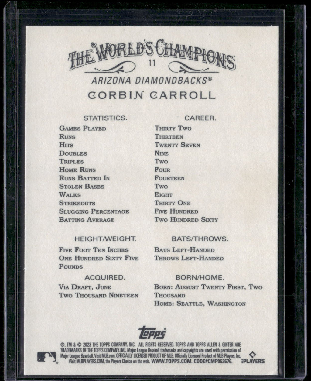 2023 Topps Allen & Ginter #11 Corbin Carroll