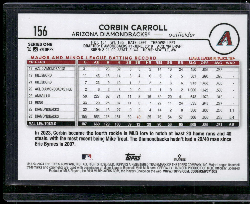 2024 Topps #156 Corbin Carroll