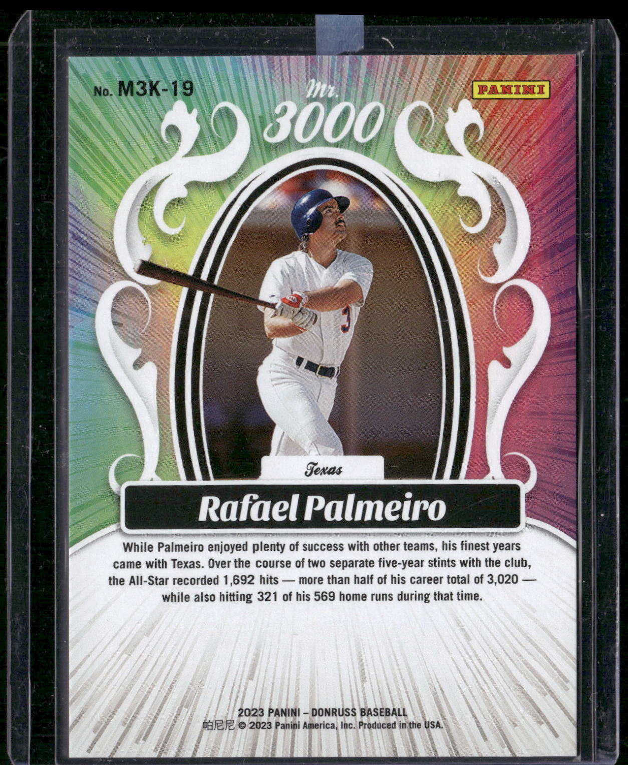 2023 Donruss #M3K-19 Rafael Palmeiro Mr. 3000 #/999
