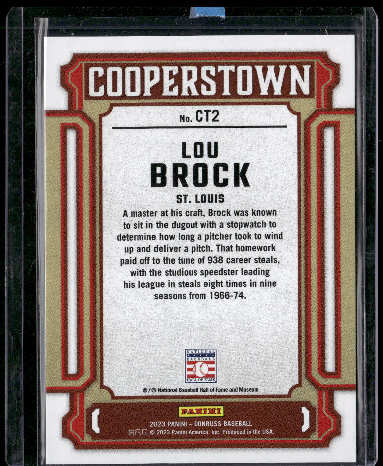 2023 Donruss #CT2 Lou Brock Cooperstown #/999