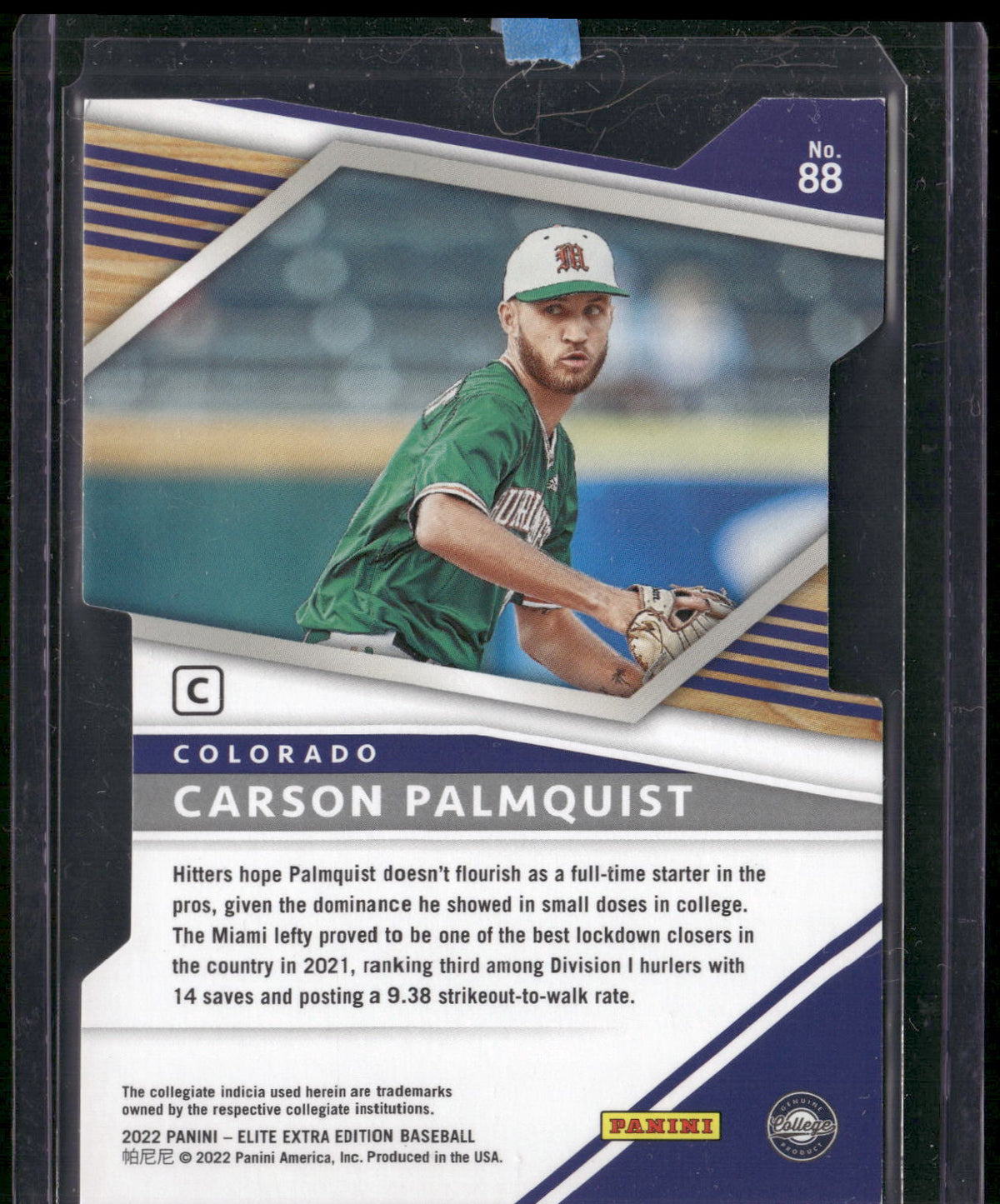 2022 Panini Elite #88 Carson Palmquist Prime Number Die /184