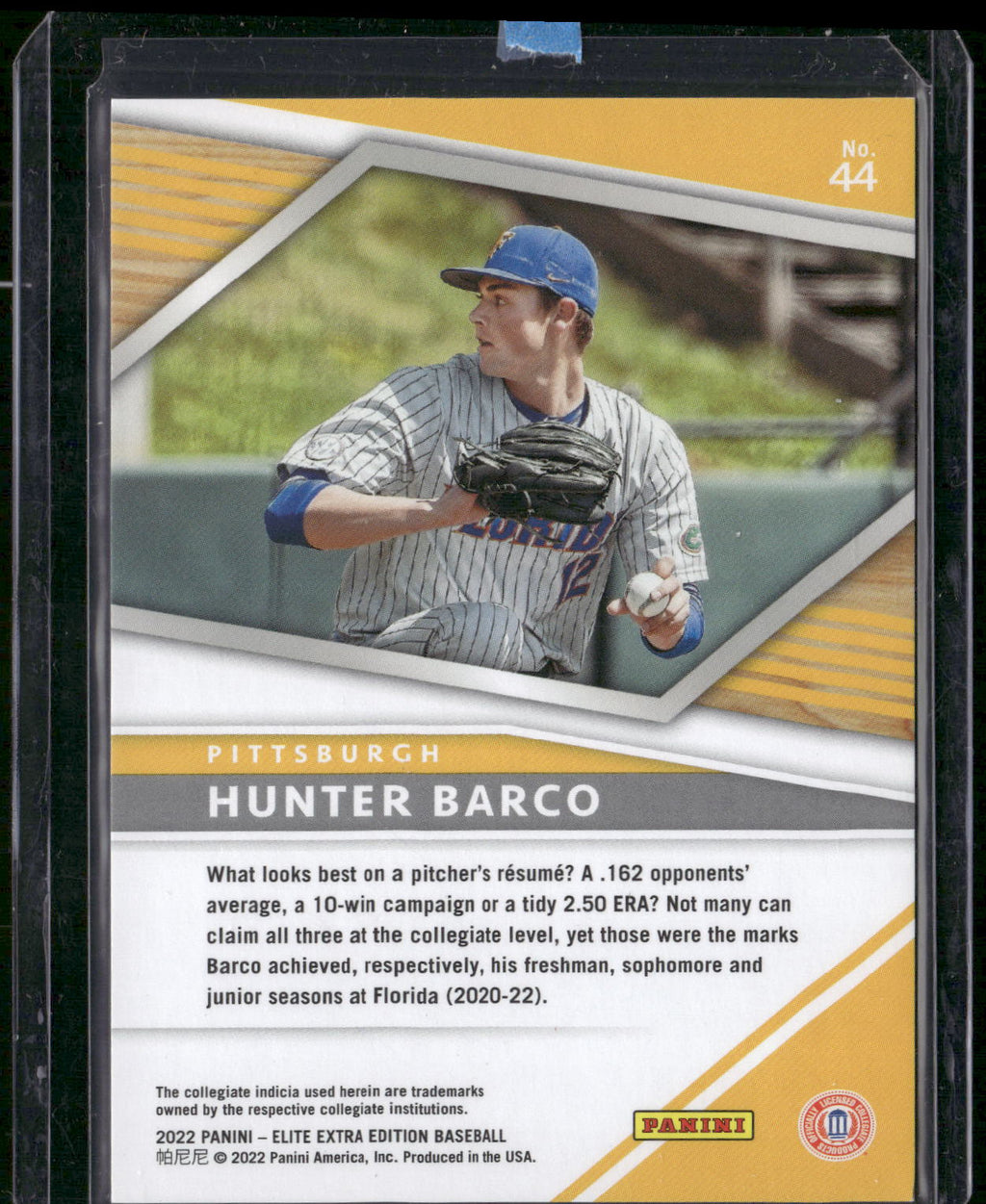2022 Panini Elite Extra Edition #44 Hunter Barco Status Red #/299