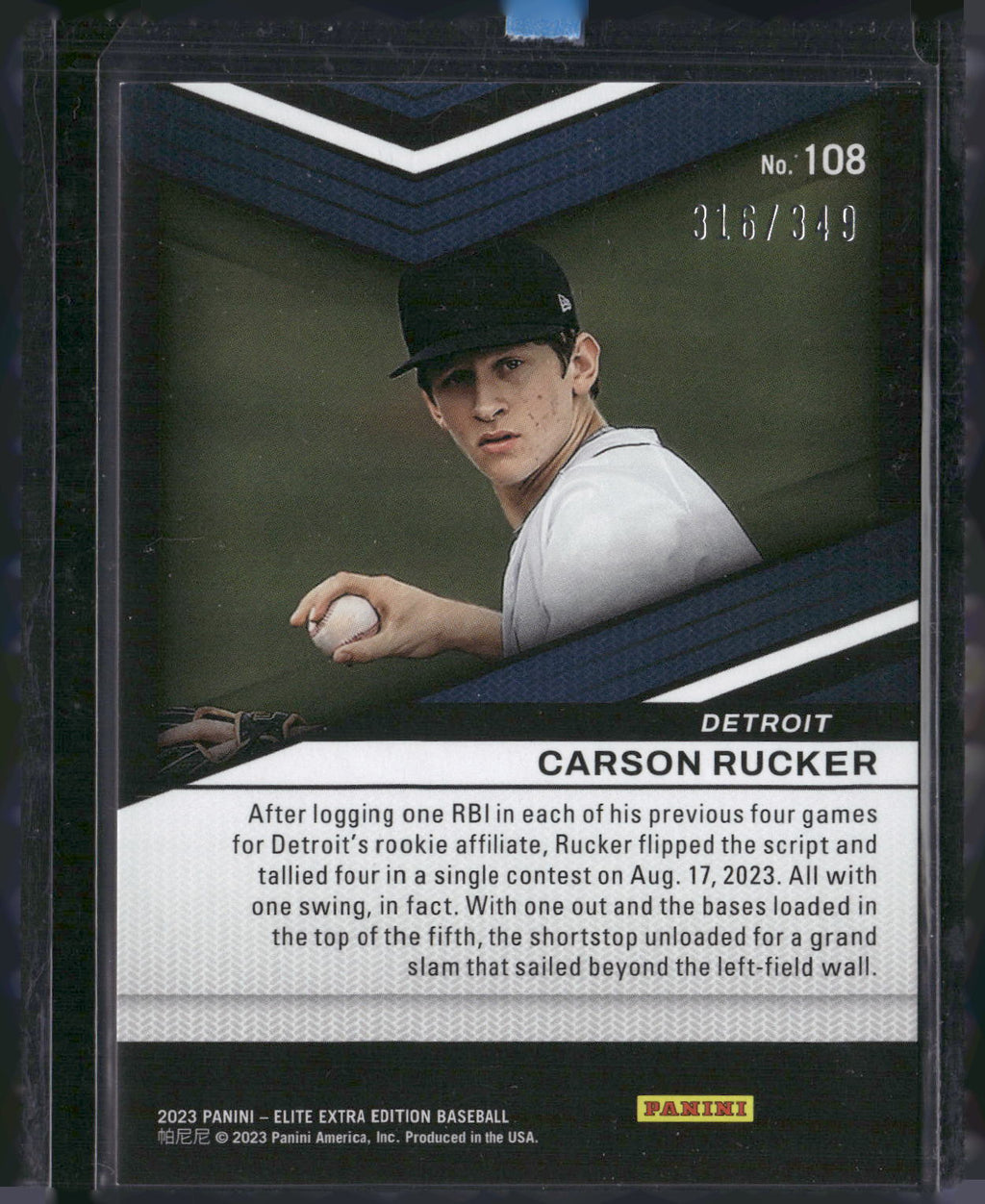 2023 Panini Elite Extra Edition #108 Carson Rucker Aspirations Blue #/349