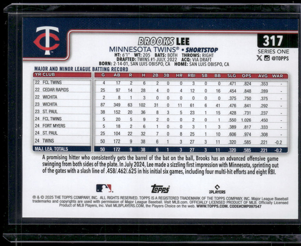 2025 Topps #317 Brooks Lee