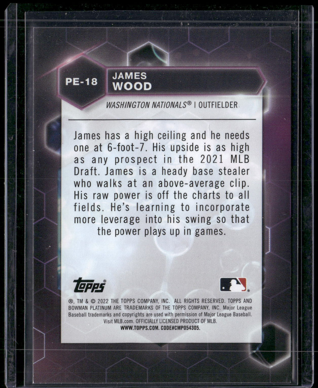 2022 Bowman Platinum #PE-18 James Wood Precious Elements