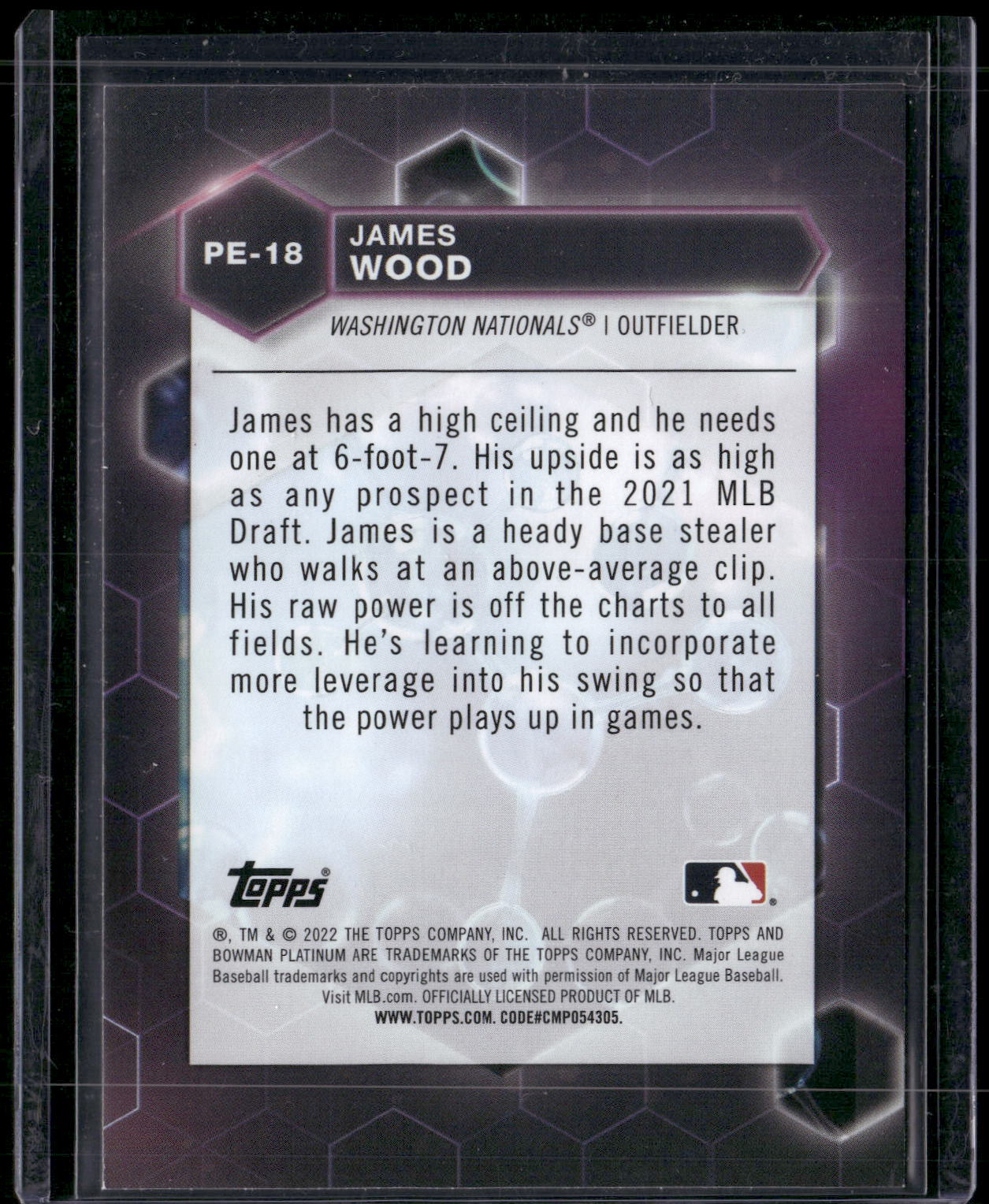 2022 Bowman Platinum #PE-18 James Wood Precious Elements