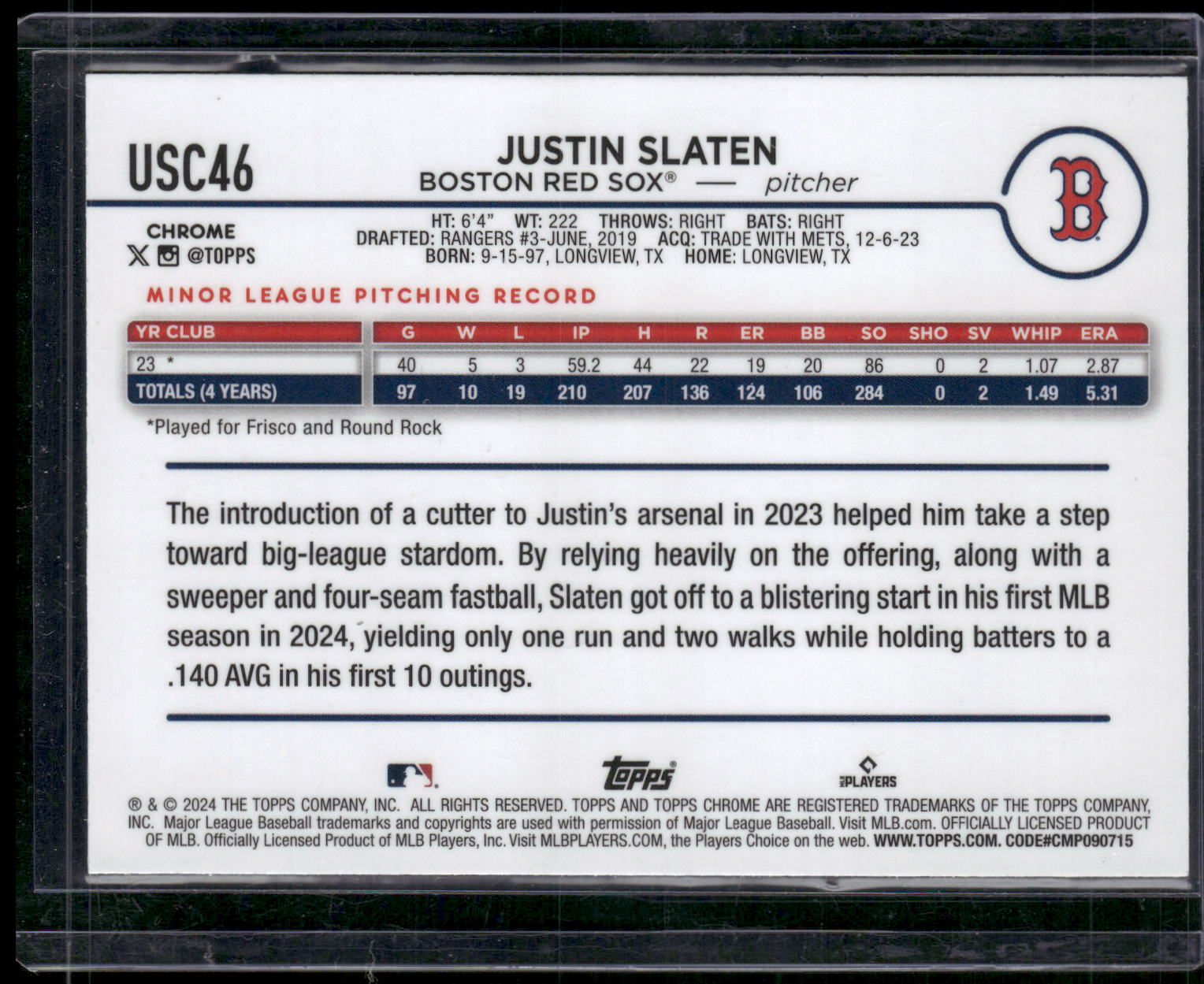 2024 Topps Chrome Update - X-Fractors #USC46 Justin Slaten