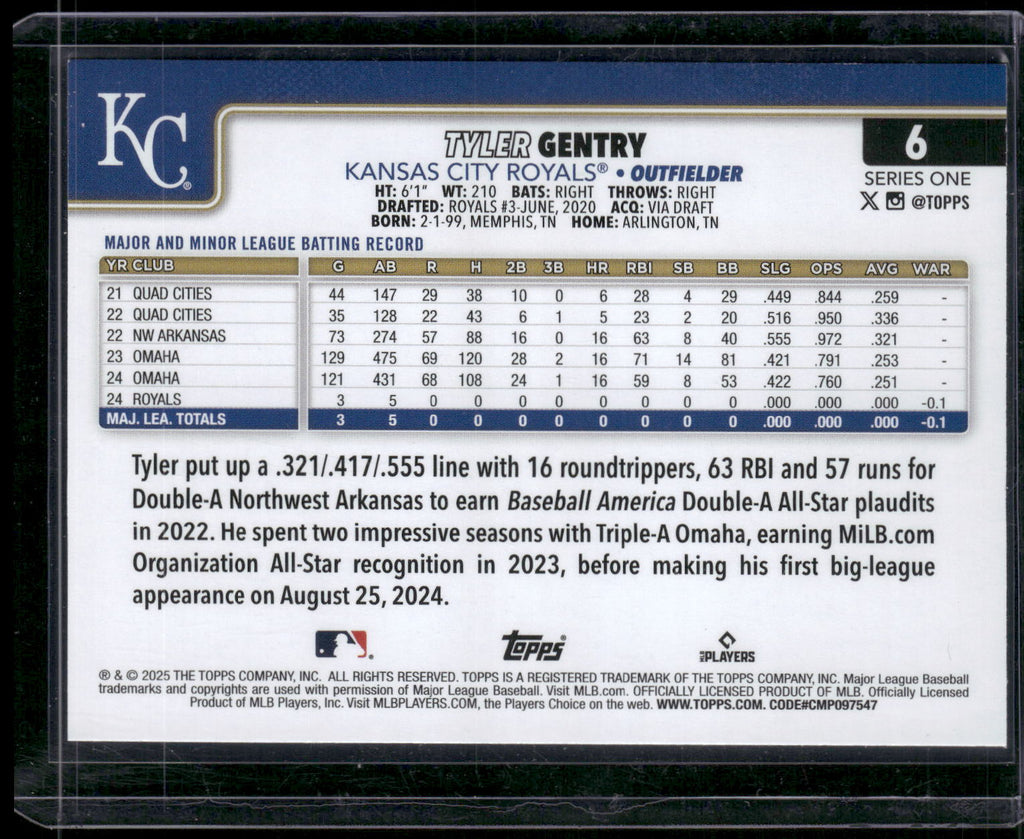 2025 Topps #6 Tyler Gentry