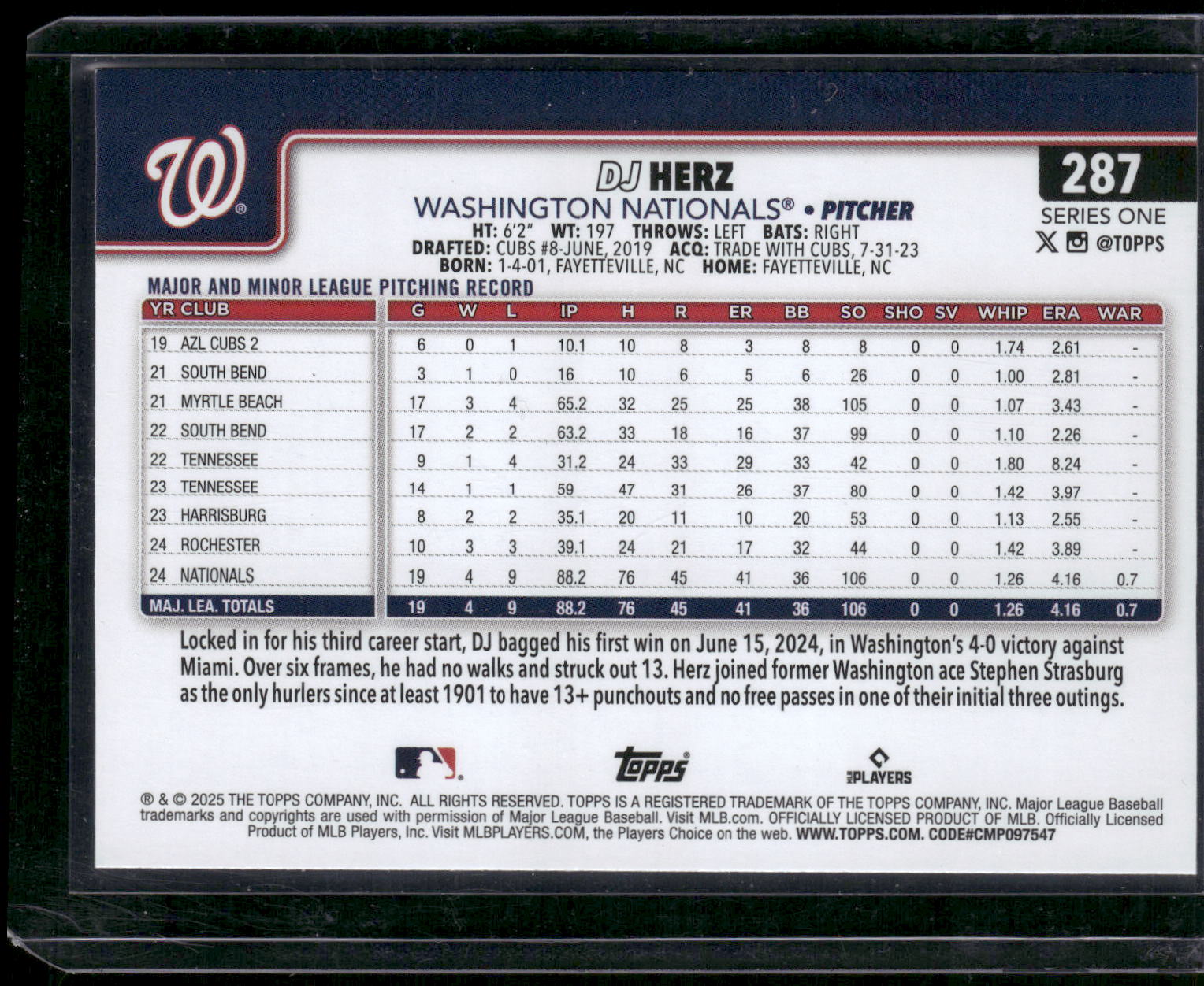 2025 Topps #287 DJ Herz