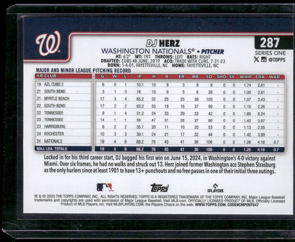 2025 Topps #287 DJ Herz