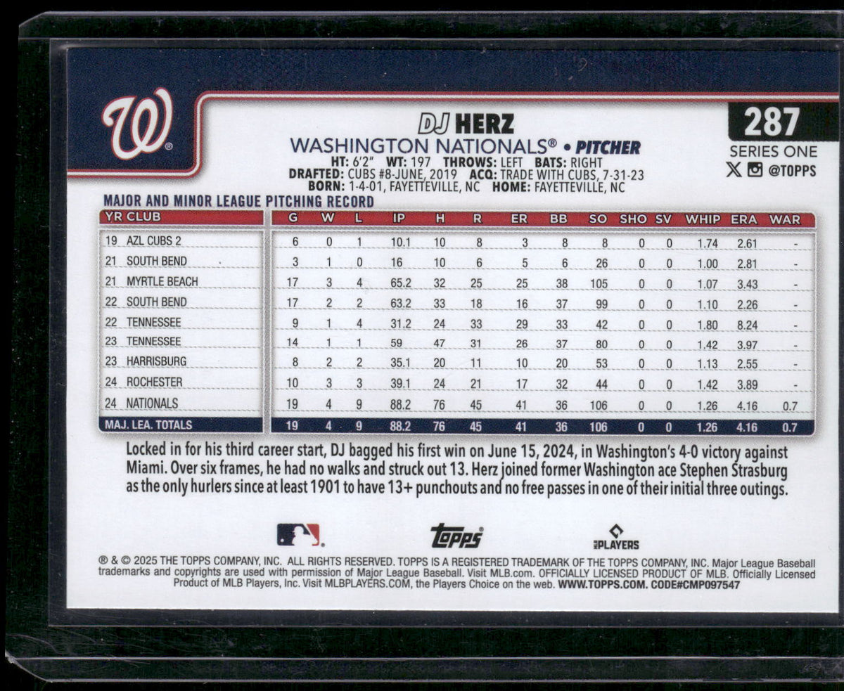 2025 Topps #287 DJ Herz