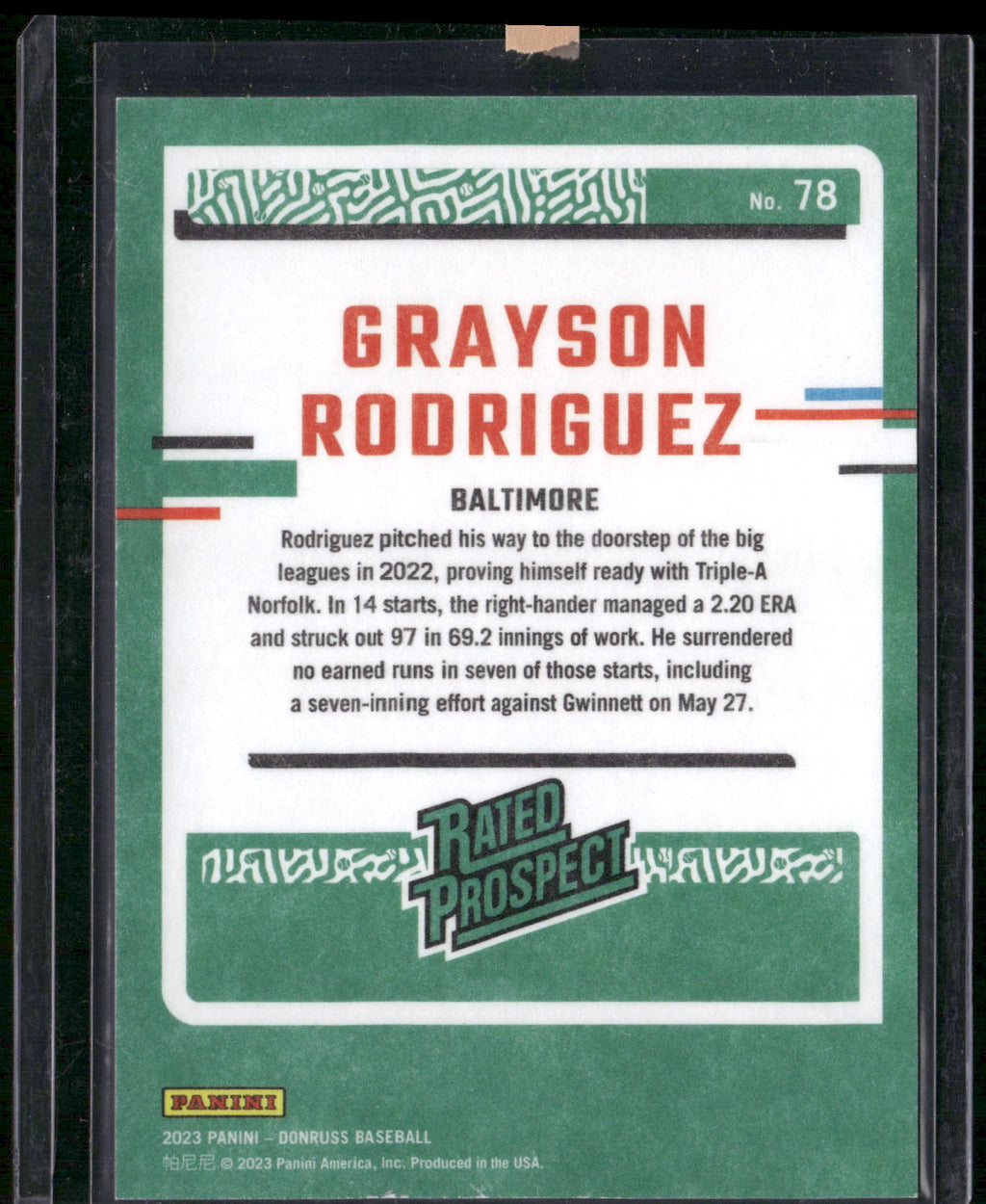 2023 Donruss #78 Grayson Rodriguez America #/50