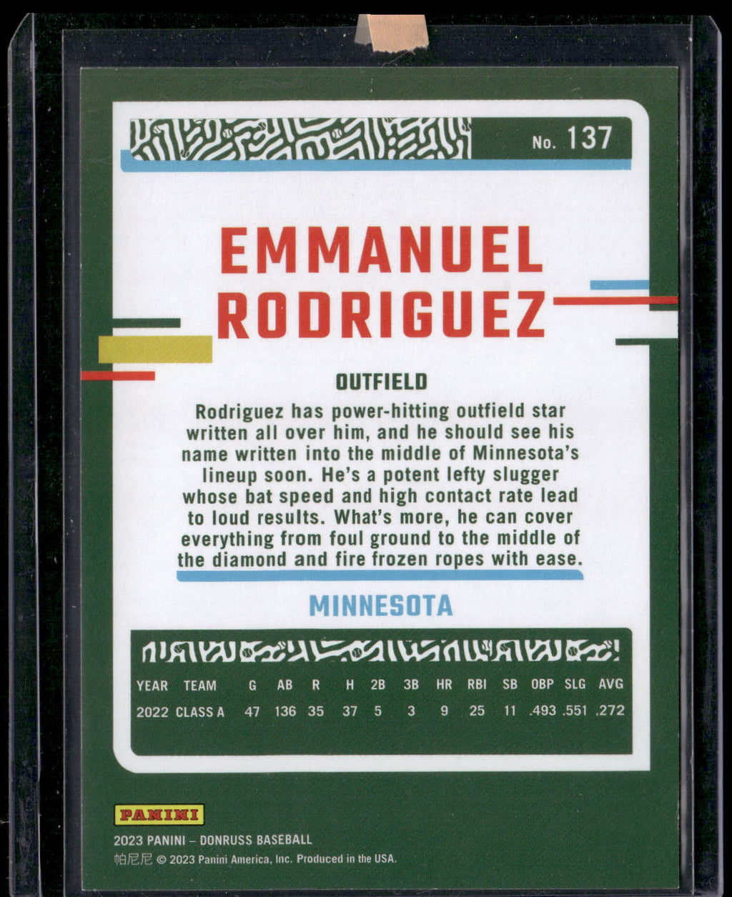 2023 Donruss #137 Emmanuel Rodriguez One Hundred #/100