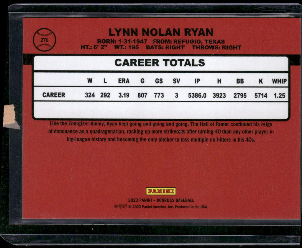 2023 Donruss #276 Nolan Ryan One Hundred #/100