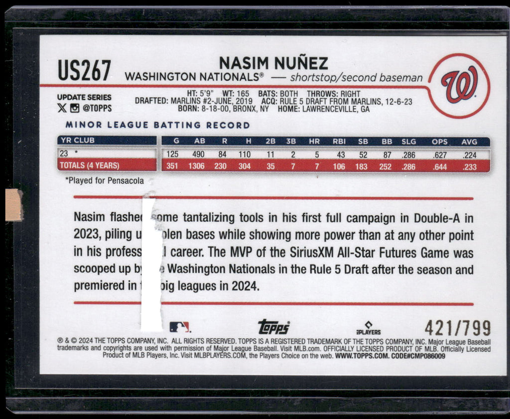 2024 Topps Update #US267 Nasim Nunez Purple