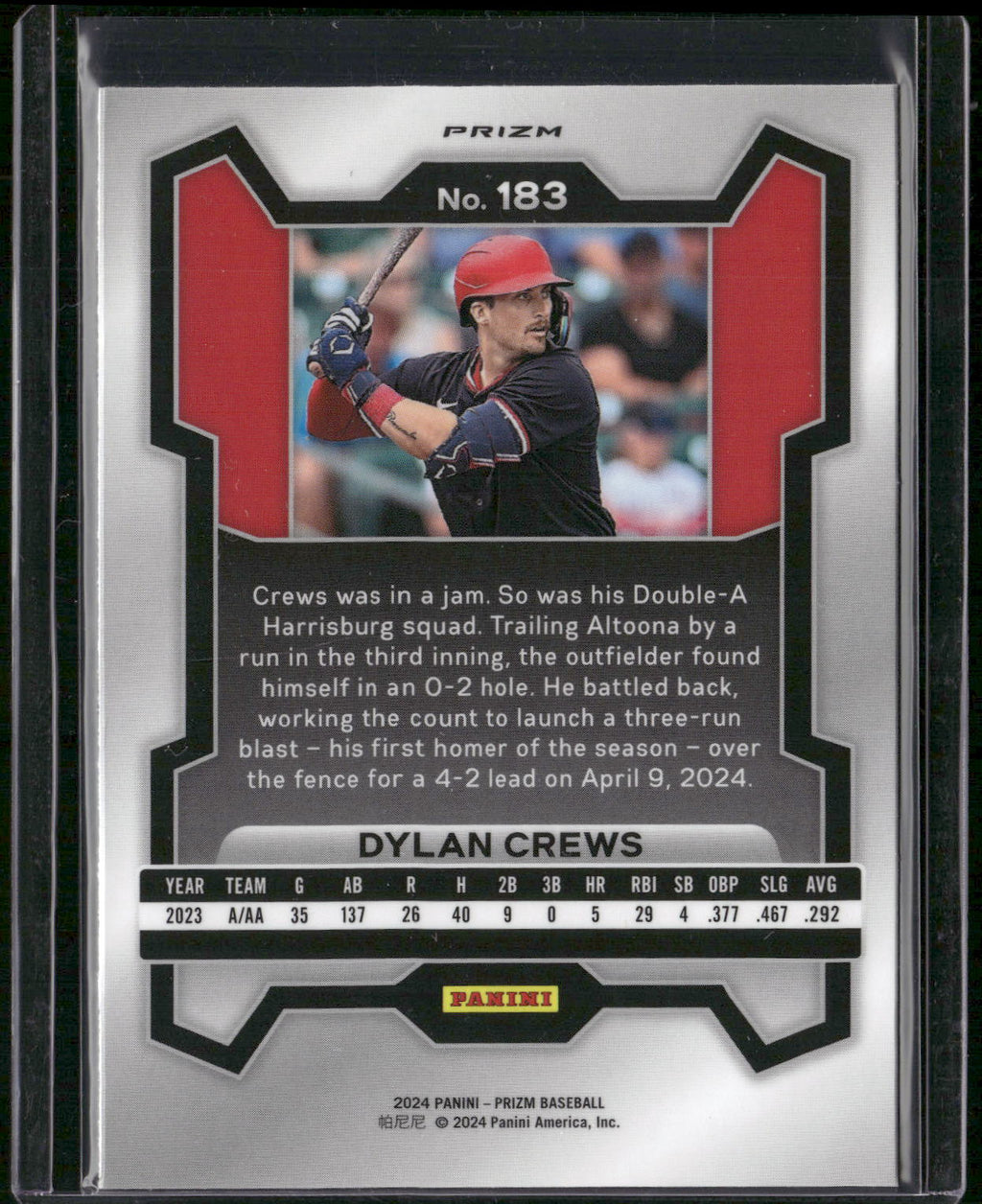 2024 Panini Prizm #183 Dylan Crews Silver Prizms