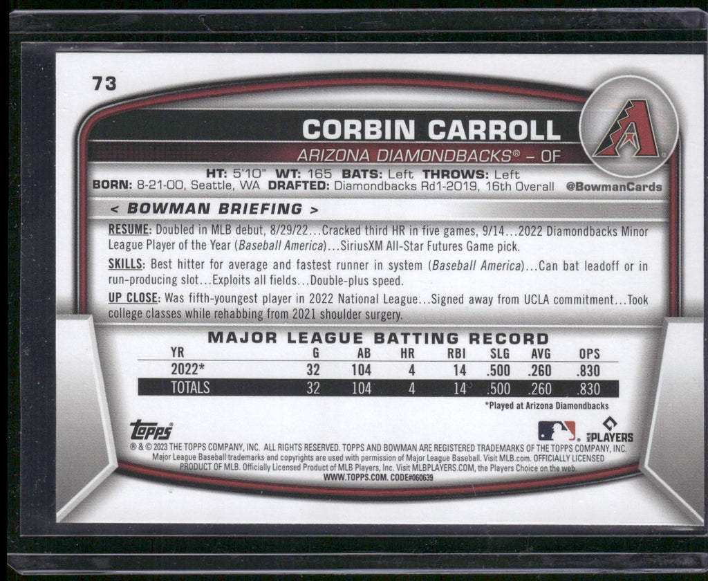 2023 Bowman #73 Corbin Carroll