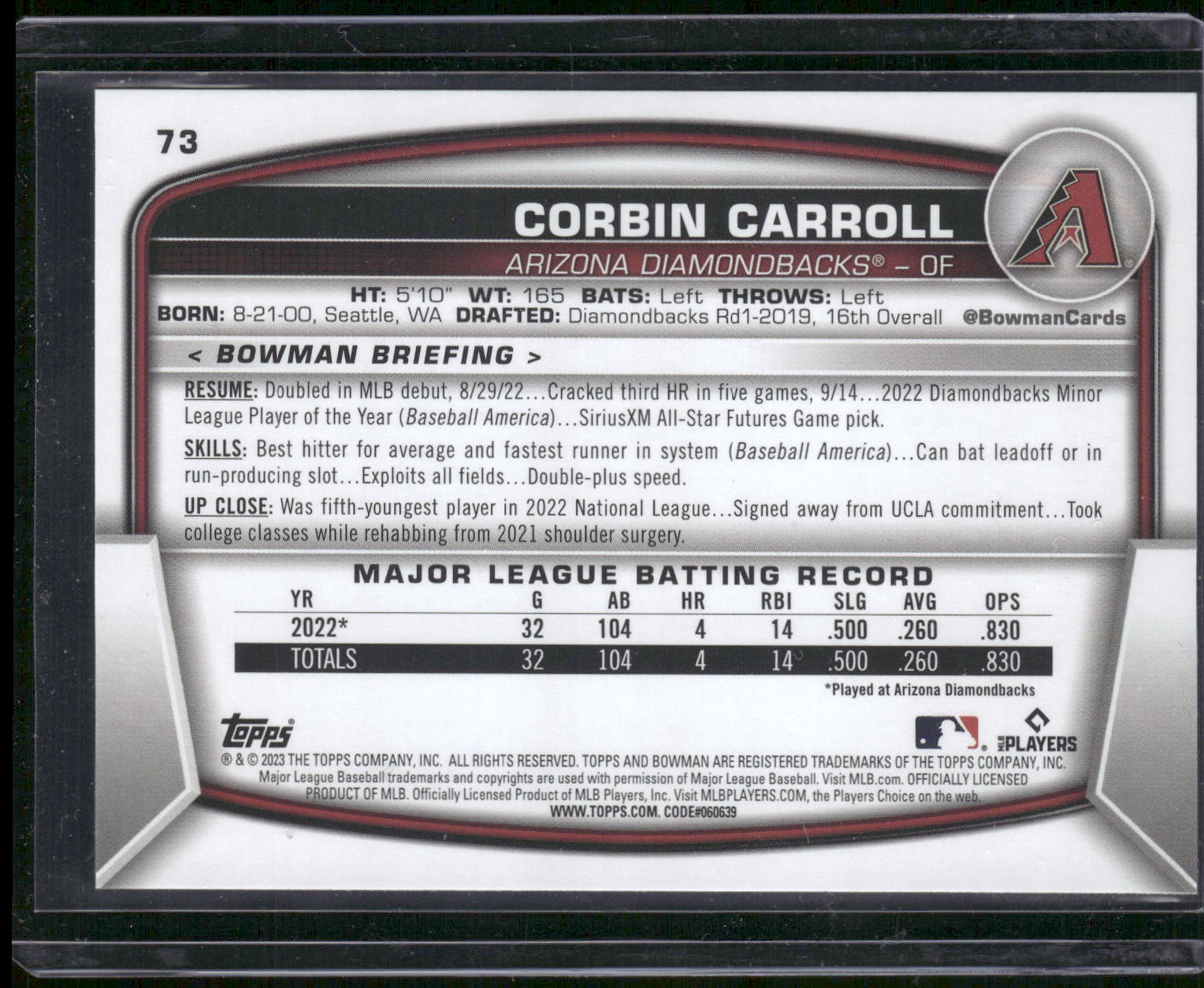 2023 Bowman #73 Corbin Carroll