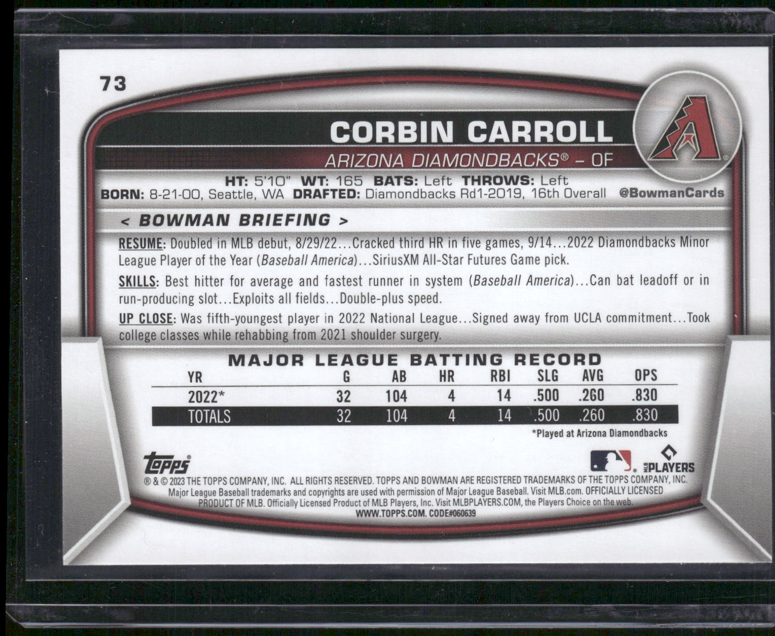 2023 Bowman #73 Corbin Carroll