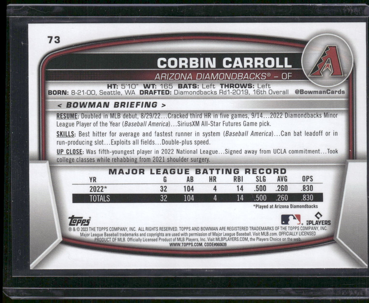 2023 Bowman #73 Corbin Carroll