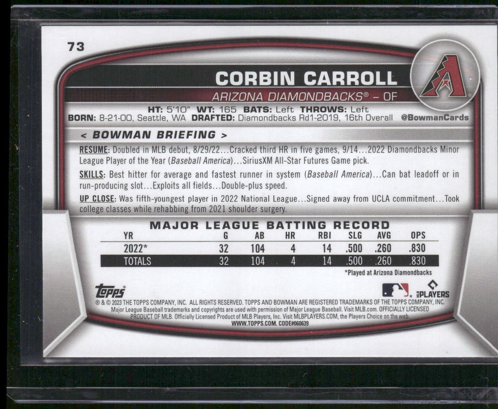 2023 Bowman #73 Corbin Carroll